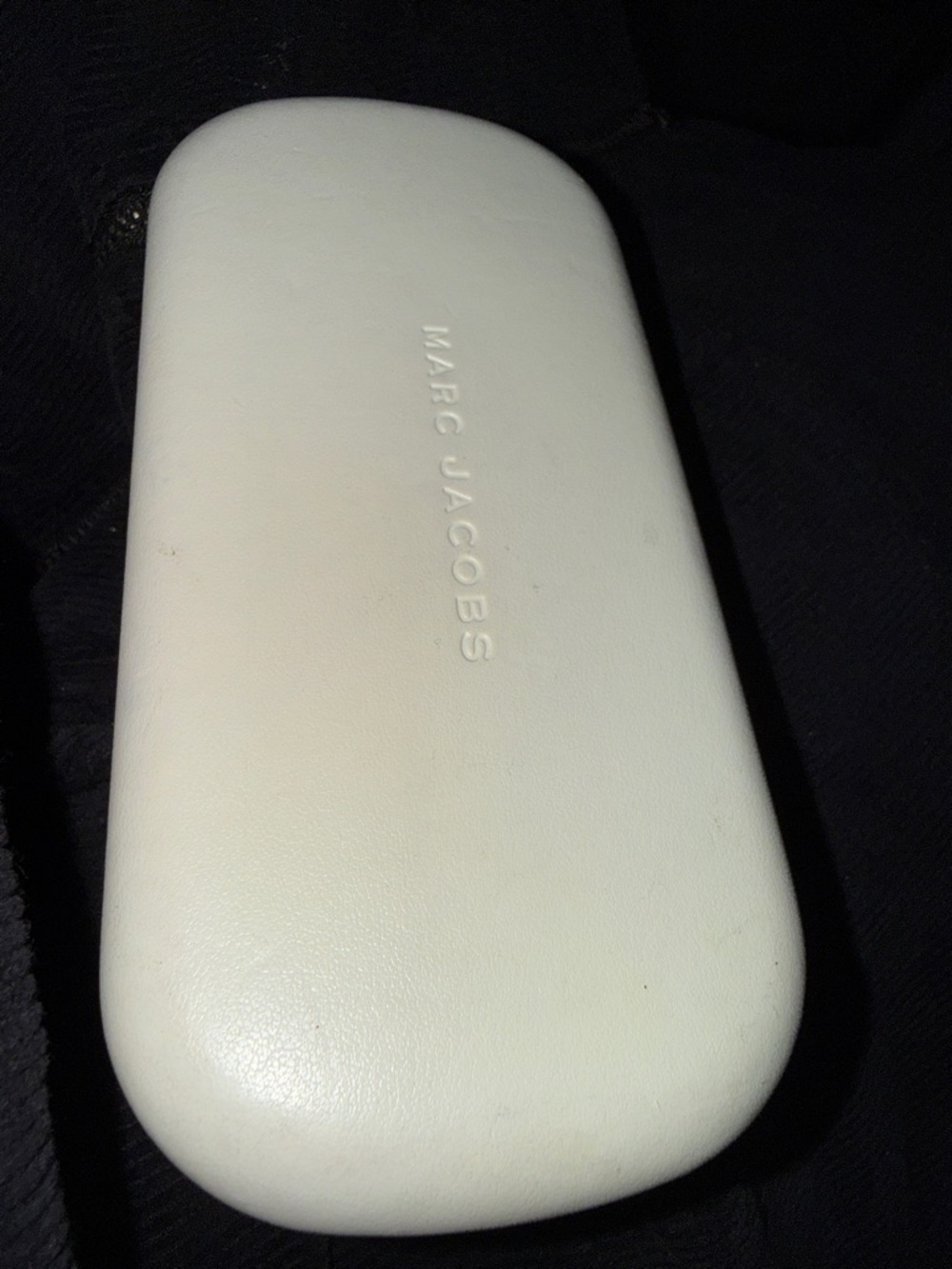 Marc Jacobs White Leather Sunglass Case with Embossed Logo
